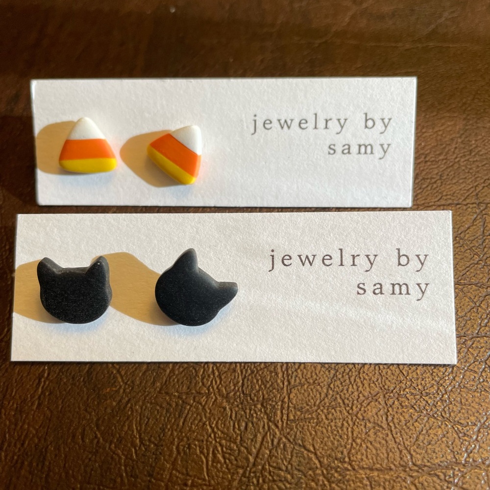 Handcrafted Halloween Earrings - 2 Pr